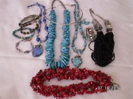 Sterling silver, turquoise and coral