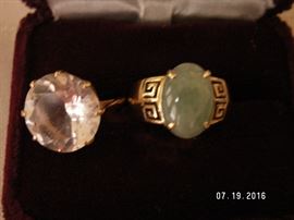 14k sapphire and 14k jade ring
