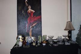Ceramics, porcelain, Murano glass, paperweights, jadite bookends.