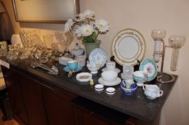 Limoges, Waterford, Wedgwood, Lenox, English bone china, Stueben glass.