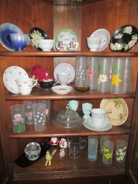 Vintage Gay Fad glassware and lovely tea cups