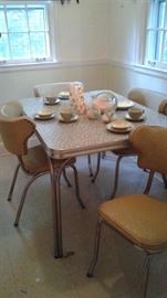 1950's Retro Formica table and chairs.. McCoy place settings