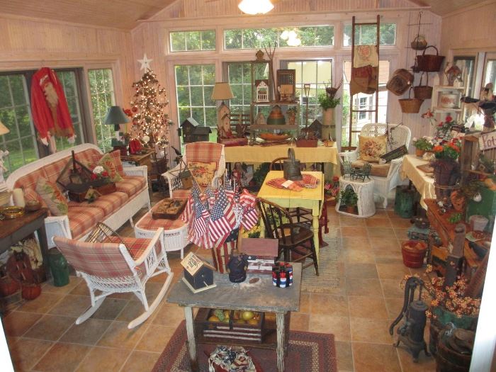 Primitives and Americana room filled with patriotic and other fine collectibles