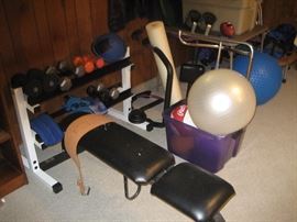Weight bench and hand weights