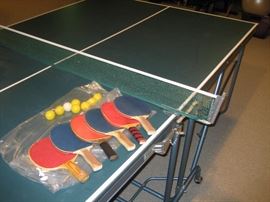 Ping pong table and paddles