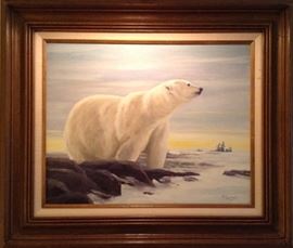 REX WAKEFIELD, CALIFORNIA ARTIST, "NANOOK", 16" x 20" oil on canvas (framed size: 24" x 28") signed lower right; titled on the back