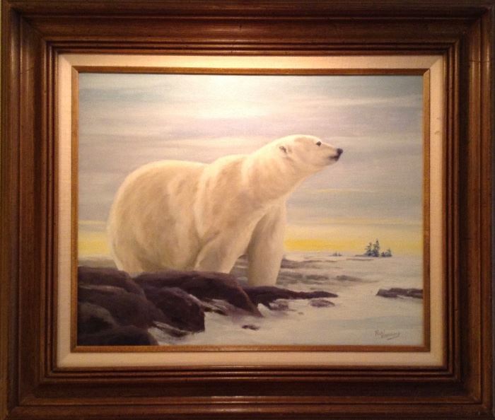REX WAKEFIELD, CALIFORNIA ARTIST, "NANOOK", 16" x 20" oil on canvas (framed size: 24" x 28") signed lower right; titled on the back