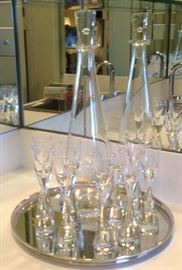 VINTAGE HOLMEGAARD PRINCESS CRYSTAL CORDIAL/LIQUEUR GLASSES and DECANTER