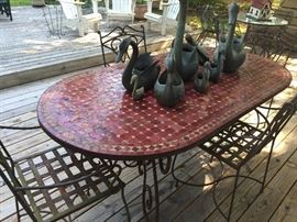 Italian tile top dining table and chairs