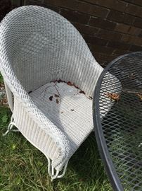 Lloyd Flanders wicker chairs with iron legs