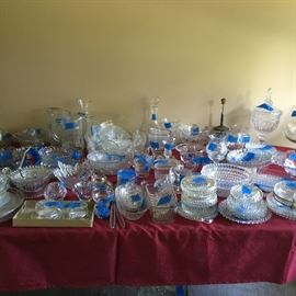 Glassware Galore!  Crystal, pressed glass, depression glass -- tables & tables!