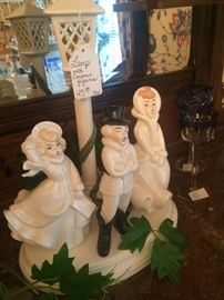 Ceramic carolers by lamp post