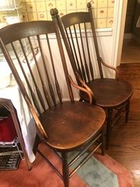 Two of four good-looking antique chairs
