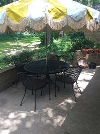 Patio table & 4 chairs (umbrella - as is)