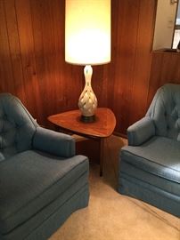 Mid century lamp, table and chairs