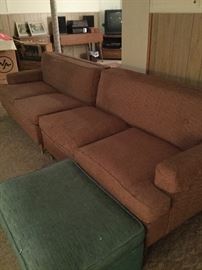 Vintage two-piece couch and ottoman