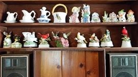 More Decorative Ceramics: Mini-Pitcher and Bowls, Figurines of various Bird Species, Rabbits, and a pair of Halloween Ghosts.