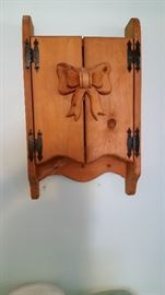 Hand Crafted Wood Wall Shelf unit with Doors.