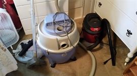 "Bissel" - Carpet Machine -plus, great for cleaning Carpeting, etc.Including portable shop vac, and Box Fans.