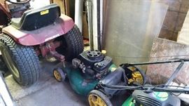 Wheel Horse Riding Mower & 20" Push Mower: both need tune-ups.