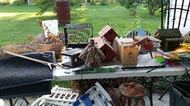 Bird houses & cage.