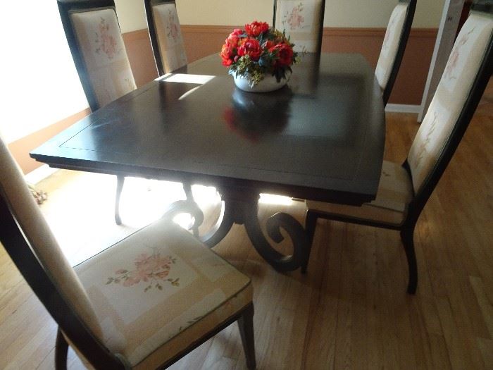 Mahogany DR Pedestal Table with 6 Chairs - 7' X 4' X 2.5'