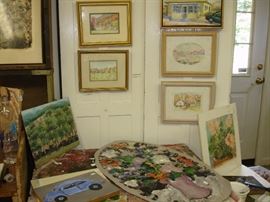 Monoprints, watercolors, pastels