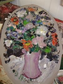 Oval floral monoprint