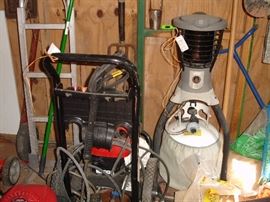 Power washer, Coleman gas lantern