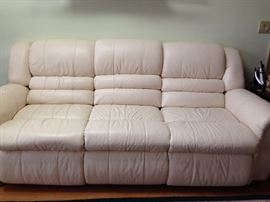White Leather Lane Recliner Sofa