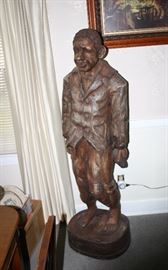 Carved Wooden 5 ½ Foot Tall Black Figure Sculpture