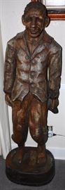 Carved Wooden 5 ½ Foot Tall Black Slave Art Sculpture dated 1887;