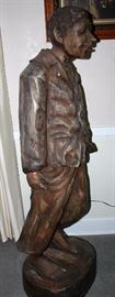 Carved Wooden 5 ½ Foot Tall Black Figure Sculpture