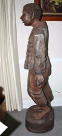 Carved Wooden 5 ½ Foot Tall Black Figure Sculpture