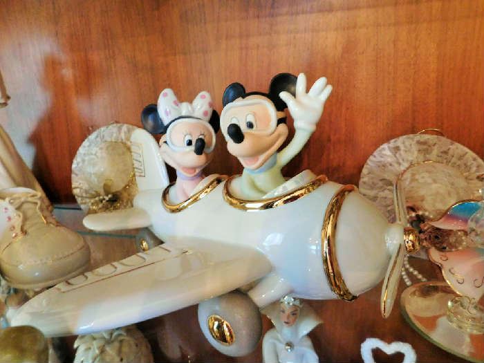 Mickey and Minnie in an airplane from the Disney Lenox collection