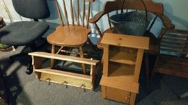 Assorted chairs and shelves