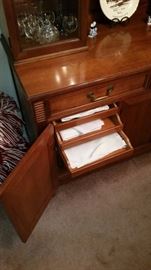 Dining room hutch with pull-out drawers for linens (Kindel - made in Grand Rapids, MI)