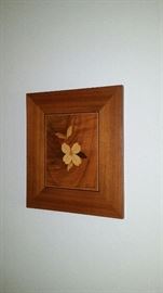 Wood inlaid picture of a dogwood flower