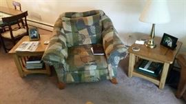 Lazy Boy living room chair and two end tables (ottoman is included with chair)