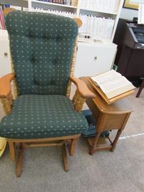 OAK ROCKER WITH ROCKING OTTOMAN