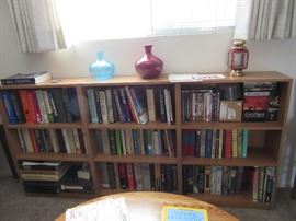 OAK BOOKCASE FILLED WITH HOURS OF READING