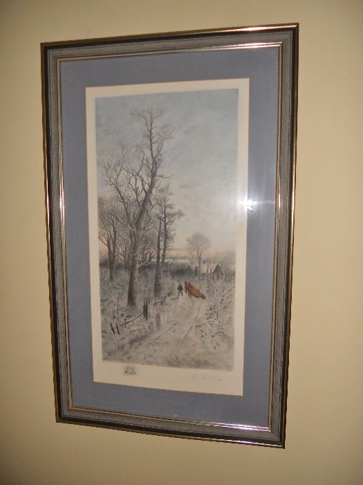One of pair of nice framed and matted print