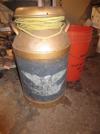 Handpainted antique milk can
