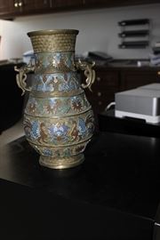 Cloisonne brass vase.