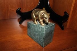 Green marble with a beer bookend.