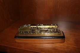 Train on a wooden plaque