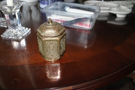 Brass container with lid.