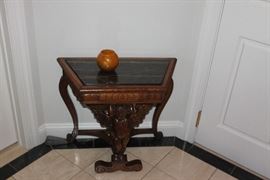 Eastlake style hall table. Black marble top.