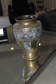 cloisonne brass vase.