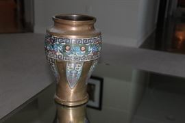 cloisonne brass vase.